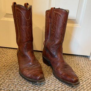 Vintage Acme Cowboy Boots Red Brown Cowgirl Western Point 8.5 Oxblood Leather